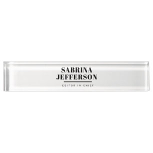 Unique Elegant Plain Simple Black White Nameplate