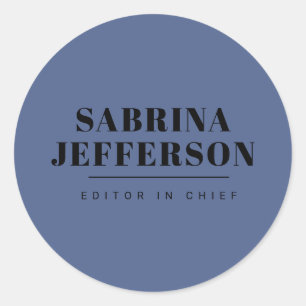 Unique Elegant Plain Simple Blue Black Classic Round Sticker