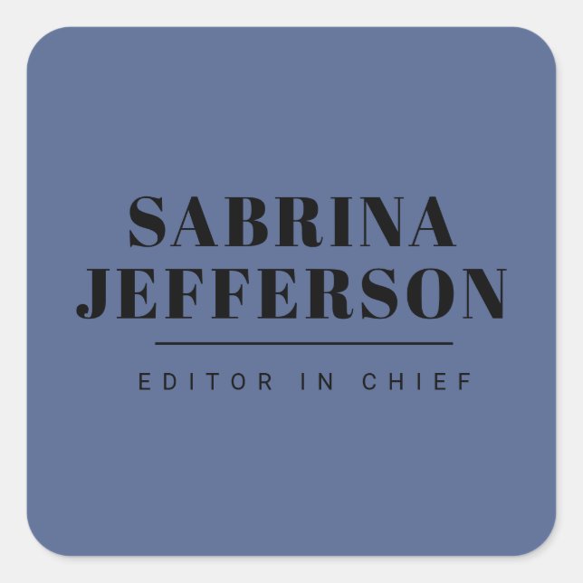 Unique Elegant Plain Simple Blue Black Square Sticker (Front)