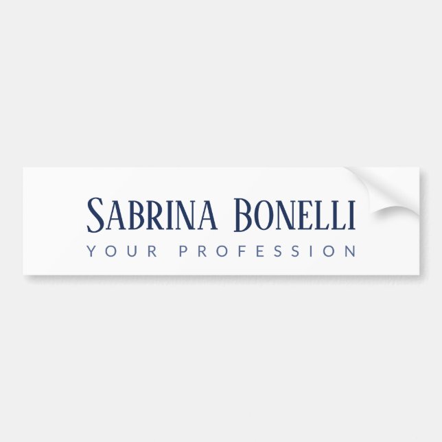 Unique Elegant Plain Simple Blue White Bumper Sticker (Front)