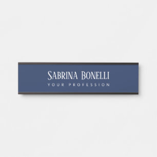 Unique Elegant Plain Simple Blue White Door Sign
