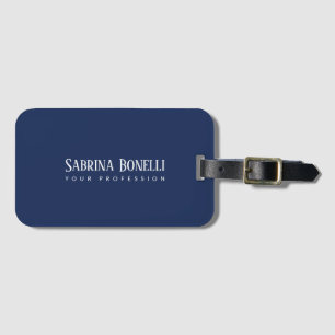 Unique Elegant Plain Simple Blue White Luggage Tag