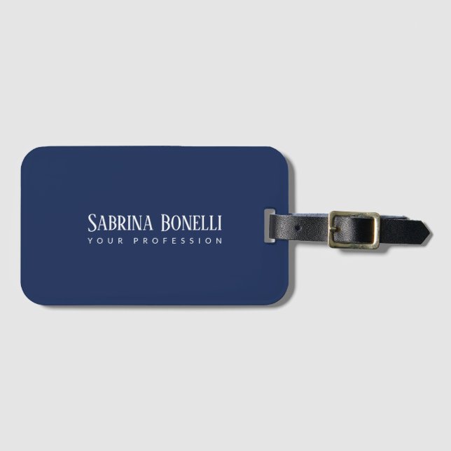 Unique Elegant Plain Simple Blue White Luggage Tag (Front Horizontal)