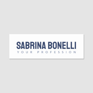 Unique Elegant Plain Simple Blue White Name Tag