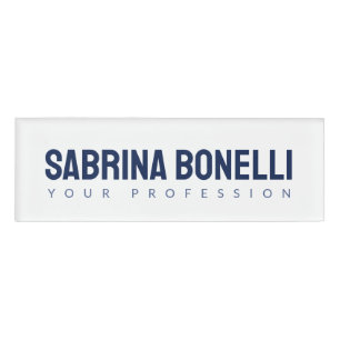 Unique Elegant Plain Simple Blue White Name Tag
