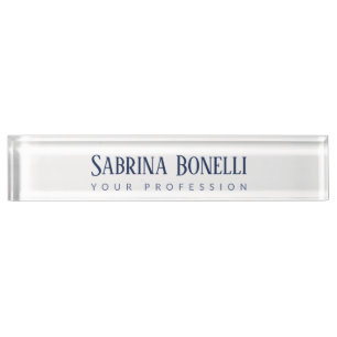 Unique Elegant Plain Simple Blue White Nameplate