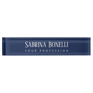 Unique Elegant Plain Simple Blue White Nameplate