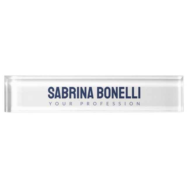 Unique Elegant Plain Simple Blue White Nameplate (Front)