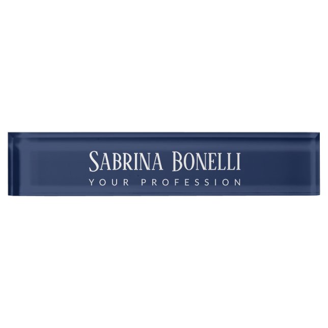 Unique Elegant Plain Simple Blue White Nameplate (Front)