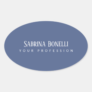 Unique Elegant Plain Simple Blue White Oval Sticker