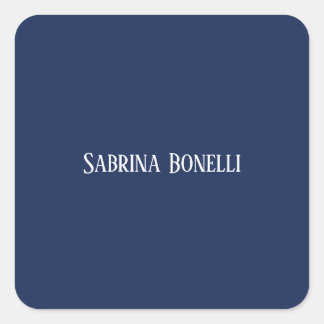 Unique Elegant Plain Simple Blue White Square Sticker