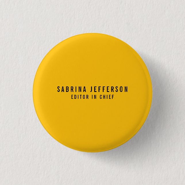 Unique Elegant Plain Simple Minimal Yellow Orange 3 Cm Round Badge (Front)