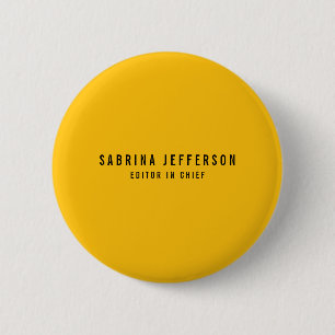Unique Elegant Plain Simple Minimal Yellow Orange 6 Cm Round Badge