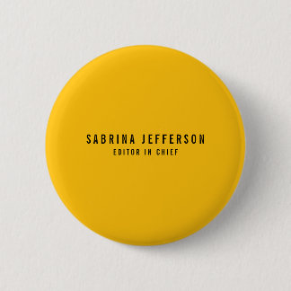 Unique Elegant Plain Simple Minimal Yellow Orange 6 Cm Round Badge