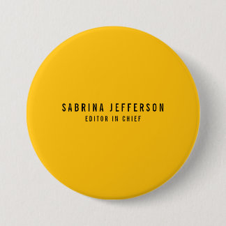 Unique Elegant Plain Simple Minimal Yellow Orange 7.5 Cm Round Badge