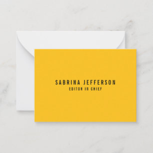 Unique Elegant Plain Simple Minimal Yellow Orange Card