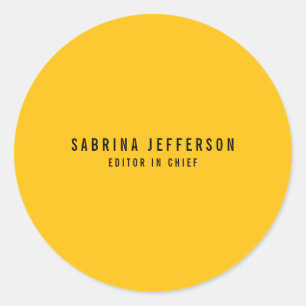 Unique Elegant Plain Simple Minimal Yellow Orange Classic Round Sticker