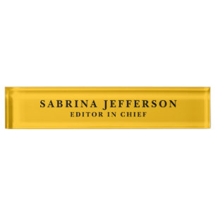 Unique Elegant Plain Simple Minimal Yellow Orange Nameplate