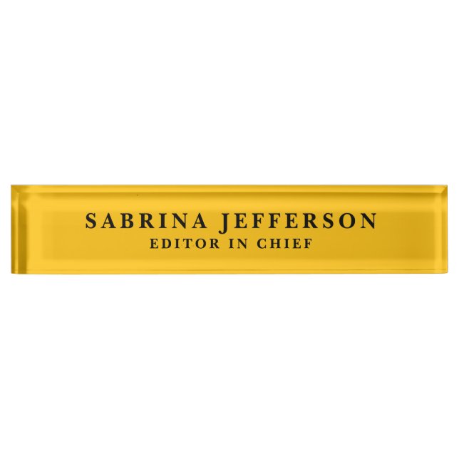 Unique Elegant Plain Simple Minimal Yellow Orange Nameplate (Front)