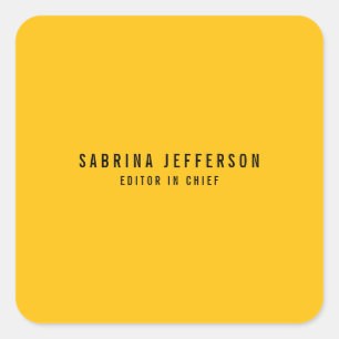 Unique Elegant Plain Simple Minimal Yellow Orange Square Sticker