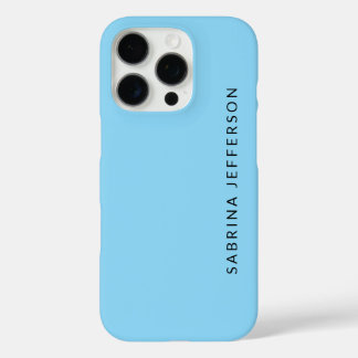 Unique Elegant Plain Simple Minimalist Baby Blue iPhone 16 Pro Case