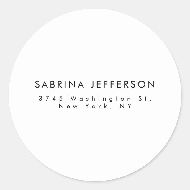 Unique Elegant Plain Simple Minimalist Classic Round Sticker (Front)