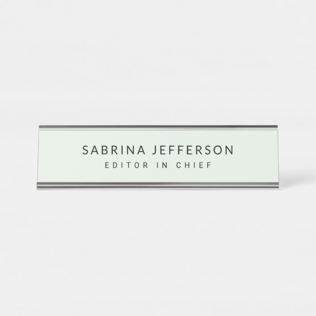 Unique Elegant Plain Simple Minimalist Desk Name Plate (Front)