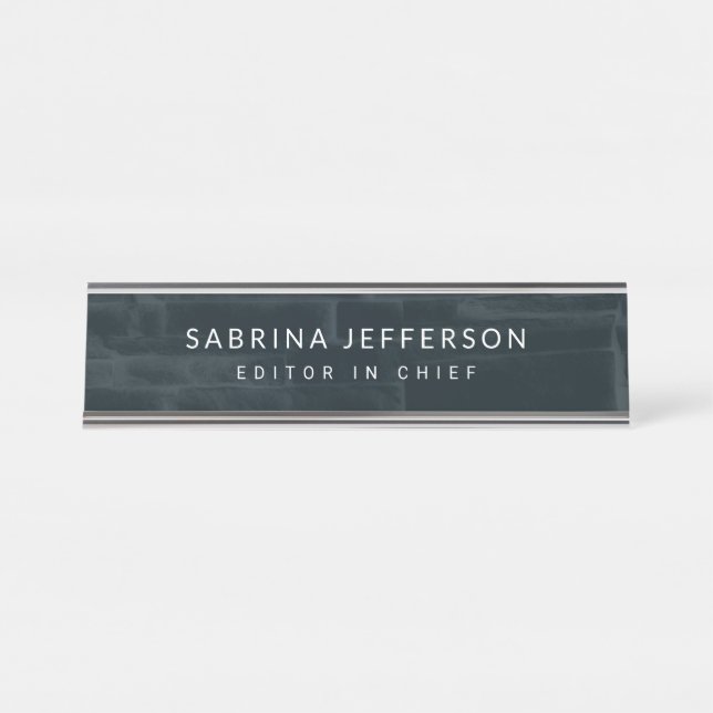 Unique Elegant Plain Simple Minimalist Desk Name Plate (Front)