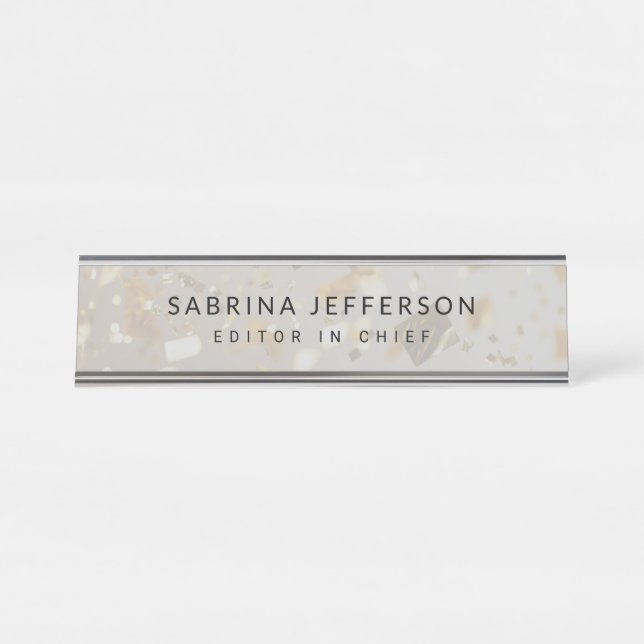Unique Elegant Plain Simple Minimalist Desk Name Plate (Front)