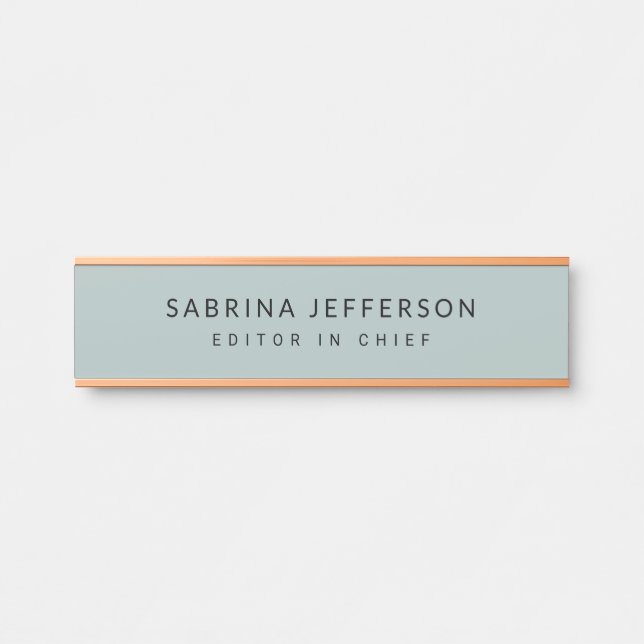 Unique Elegant Plain Simple Minimalist Light Blue Door Sign (Front)