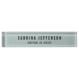 Unique Elegant Plain Simple Minimalist Light Blue Nameplate