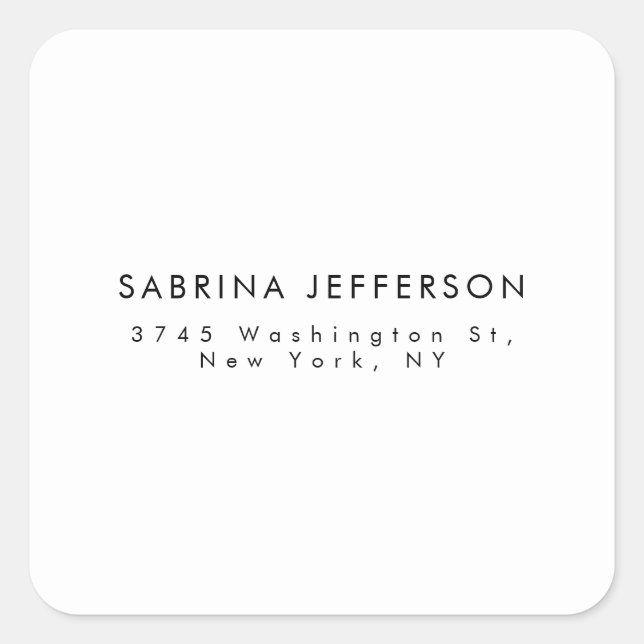 Unique Elegant Plain Simple Minimalist Square Sticker (Front)