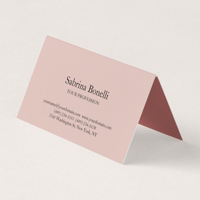 Unique Elegant Plain Simple Rose Gold Colour Business Card (Front)