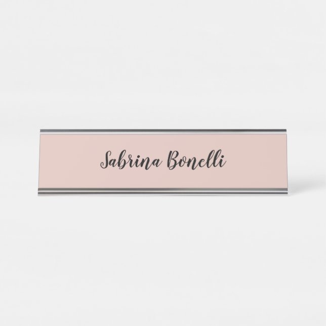 Unique Elegant Plain Simple Rose Gold Colour Desk Name Plate (Front)
