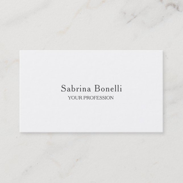 Unique Elegant Plain Simple White  Business Card (Front)