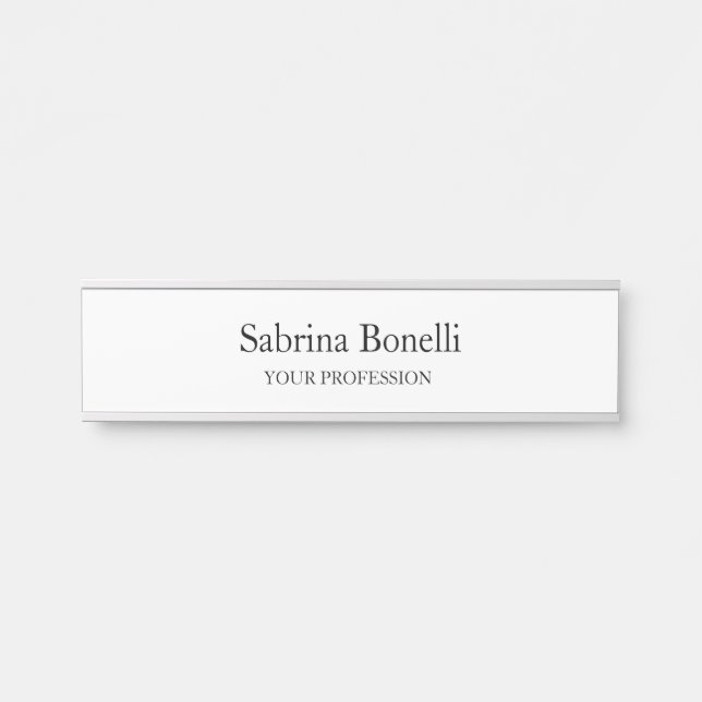 Unique Elegant Plain Simple White Door Sign (Front)