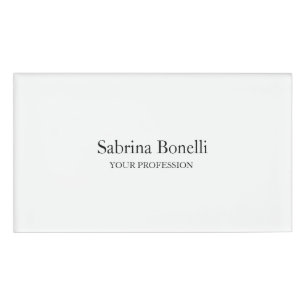 Unique Elegant Plain Simple White Name Tag