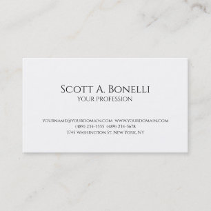 Unique Elegant Plain Simple White Special Business Card