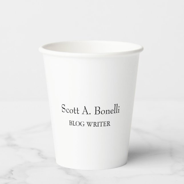 Unique Elegant Plain Simple White Special Paper Cups (Front)