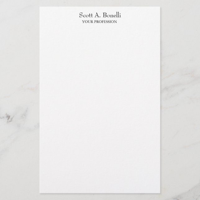 Unique Elegant Plain Simple White Special Stationery (Front)