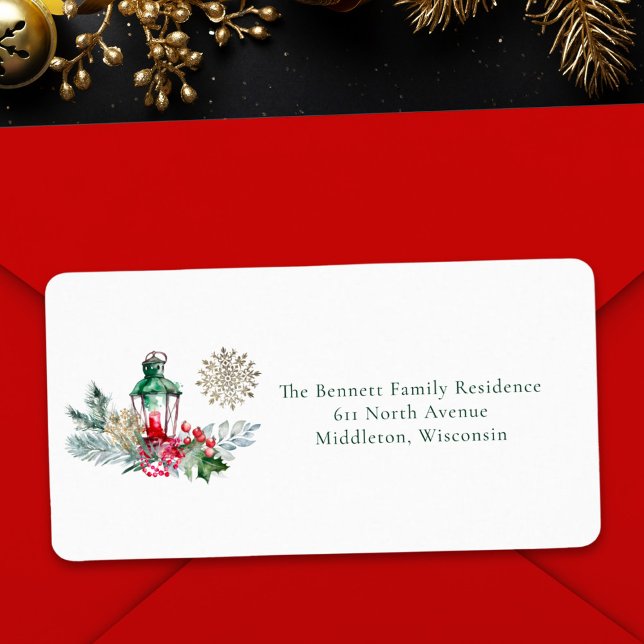 Unique Elegant Script Christmas Return Address Lab Label (Creator Uploaded)
