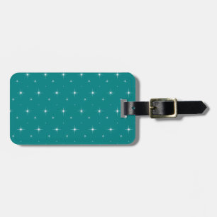 Unique Elegant Teal Blue And White Bright Stars Luggage Tag