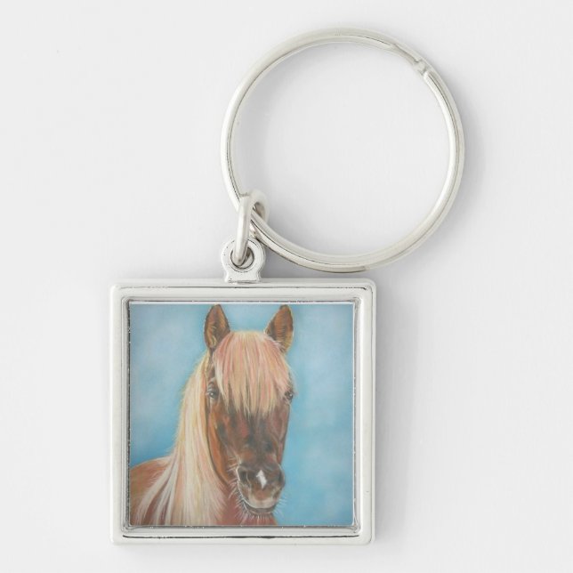 unique equine design of chestnut mare horse  key ring (Front)