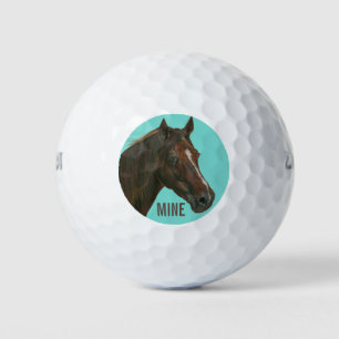 unique equine painting of chestnut mare horse golf balls