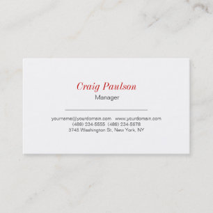 Unique Expressive White Red Business Card