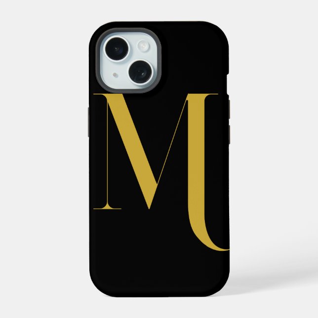 Unique Extra Large Monogram Print iPhone 15 Case (Back)