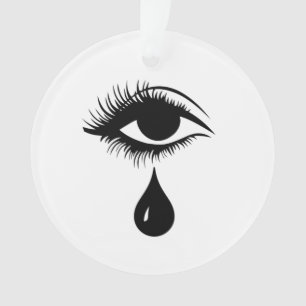 Unique Eye with Teardrop Eyelash Black/White Ornament