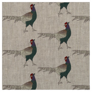 Unique fabric Retro chic pheasant bird linen