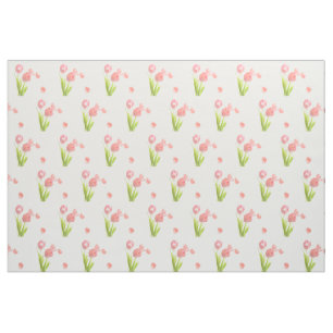 Unique fabric  Retro pink tulip flower