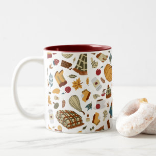 Unique Fall Leaves Autumn Pumpkins Two-Tone Coffee Mug